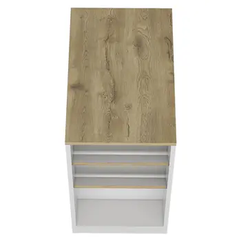 36" Natural and White Wood Kitchen Island With Storage