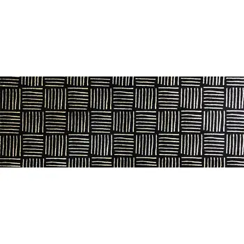 6' Black and Off White Abstract Machine Tufted Washable Runner Rug With UV Protection