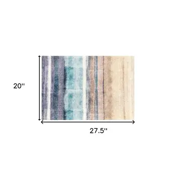 2' X 3' Turquoise Ombre Washable Area Rug With UV Protection