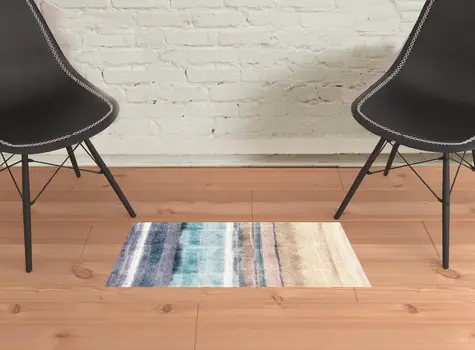 2' X 3' Turquoise Ombre Washable Area Rug With UV Protection