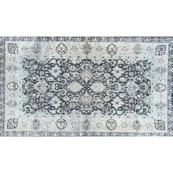 2' X 4' Gray Oriental Washable Area Rug With UV Protection