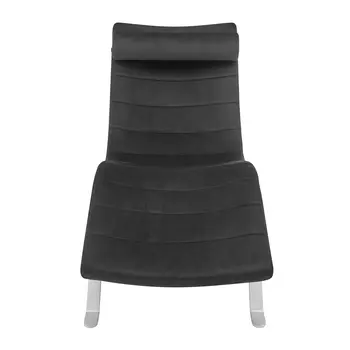 66" Black and Silver Velvet Lounge Chair