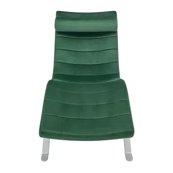 66" Green and Silver Velvet Lounge Chair