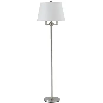 62" Nickel Four Light Traditional Shaped Floor Lamp With White Square Shade