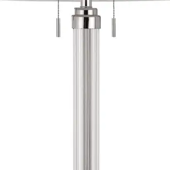 60" Chrome Two Light Traditional Shaped Floor Lamp With White Rectangular Shade