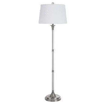 60" Nickel Traditional Shaped Floor Lamp With White Square Shade