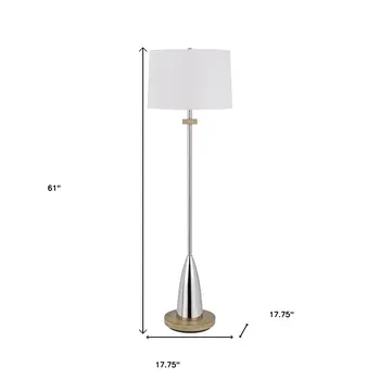 61" Chrome Traditional Shaped Floor Lamp With White Square Shade
