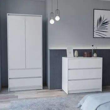 Two Piece White Bedroom Set