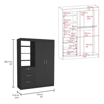 Two Piece Black Bedroom Set