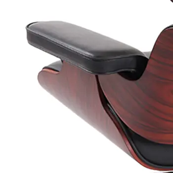 35" Black and Dark Brown Genuine Leather Tufted Swivel Lounge Chair With Ottoman