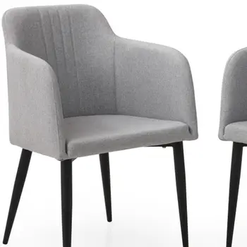 Set of Two 23" Light Gray and Black Upholstered Arm Chair
