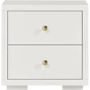19" White Solid and Manufactured Wood Two Drawer Nightstand