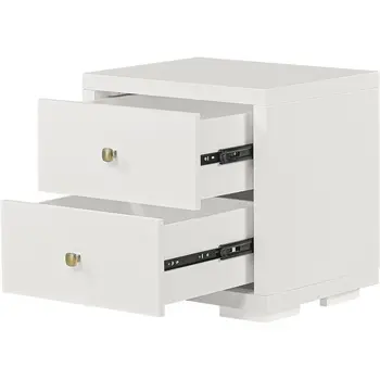 19" White Solid and Manufactured Wood Two Drawer Nightstand