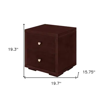 19" Espresso Solid and Manufactured Wood Two Drawer Nightstand