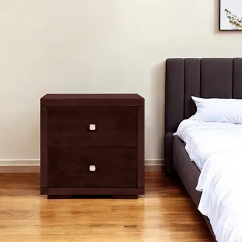 19" Espresso Solid and Manufactured Wood Two Drawer Nightstand