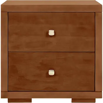 19" Brown Solid and Manufactured Wood Two Drawer Nightstand