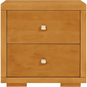 19" Oak Solid and Manufactured Wood Two Drawer Nightstand