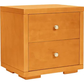19" Light Brown Solid and Manufactured Wood Two Drawer Nightstand