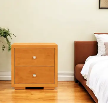 19" Light Brown Solid and Manufactured Wood Two Drawer Nightstand
