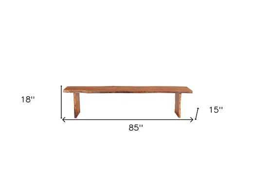 85" Natural Solid Wood Dining Bench