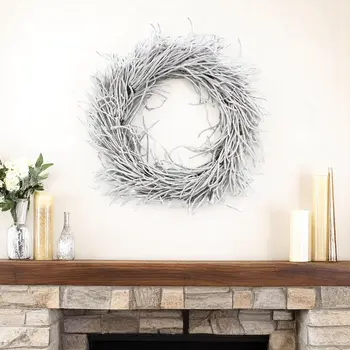 28" White Willow Dried Wreath