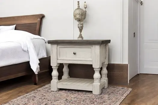 27" Ivory Solid Wood One Drawer Nightstand