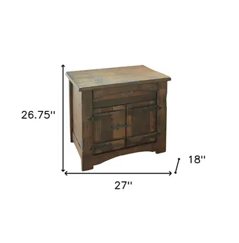 27" Brown Solid Wood One Drawer Nightstand