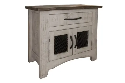 27" Gray Solid Wood One Drawer Nightstand