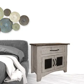 27" Gray Solid Wood One Drawer Nightstand