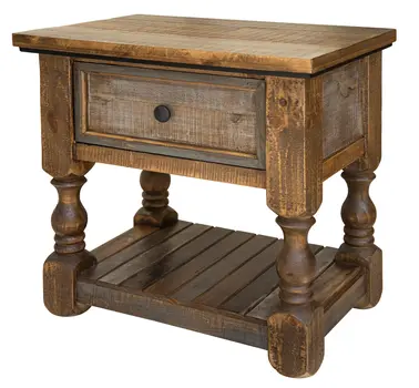 27" Brown Solid Wood One Drawer Nightstand