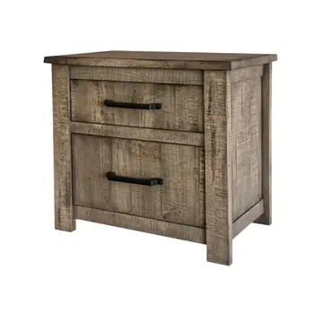 25" Brown Solid Wood Two Drawer Nightstand