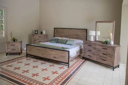 25" Brown Solid Wood Two Drawer Nightstand