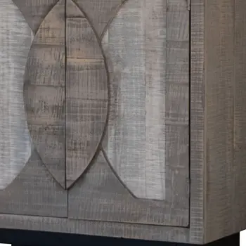 32" Gray Solid and Manufactured Wood Distressed Buffet Table