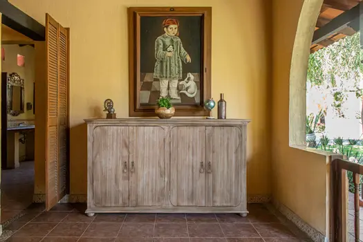72" Sand Solid and Manufactured Wood Distressed Credenza