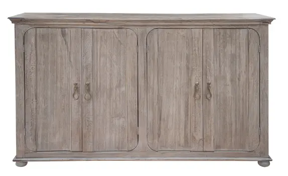 72" Sand Solid and Manufactured Wood Distressed Credenza