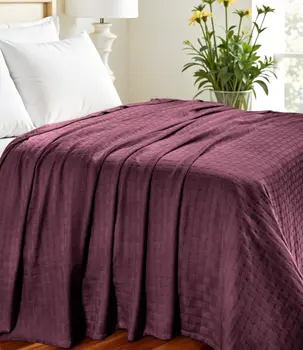 King Plum Cotton Basketweave Geometric Blanket