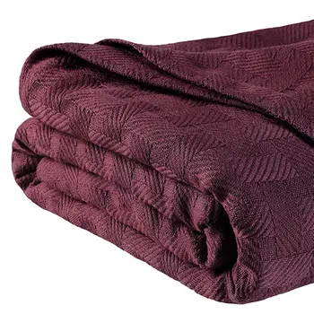King Plum Cotton Basketweave Geometric Blanket
