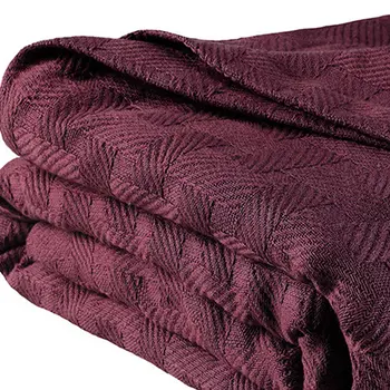 King Plum Cotton Basketweave Geometric Blanket