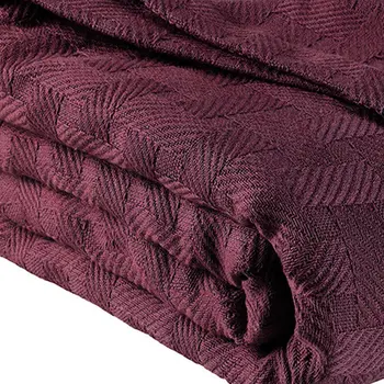 50" X 60" Plum Cotton Basketweave Geometric Throw Blanket