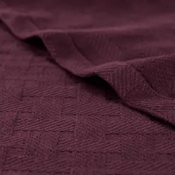 50" X 60" Plum Cotton Basketweave Geometric Throw Blanket