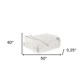 50" X 60" White Cotton Basketweave Geometric Throw Blanket