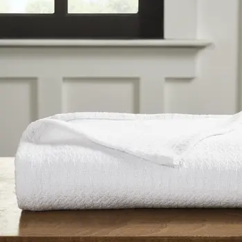 King White Cotton Waffle Weave Honeycomb Blanket