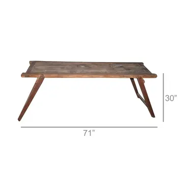 71" Brown Reclaimed Wood Distressed Folding Console Table