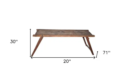 71" Brown Reclaimed Wood Distressed Folding Console Table