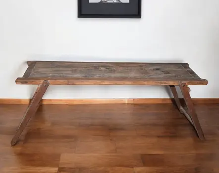 71" Brown Reclaimed Wood Distressed Folding Console Table