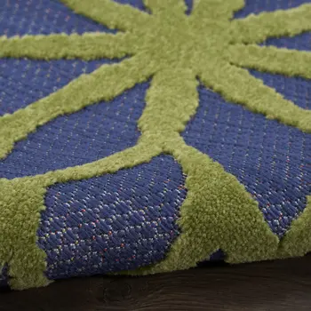 5' X 7' Blue Yellow and Green Indoor Outdoor Area Rug