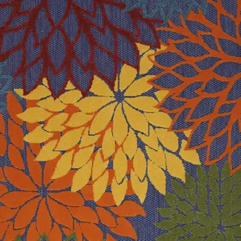 5' X 7' Blue Yellow and Green Indoor Outdoor Area Rug