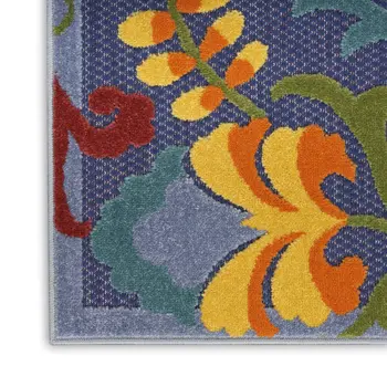6' X 9' Blue Yellow And Green Indoor Outdoor Area Rug
