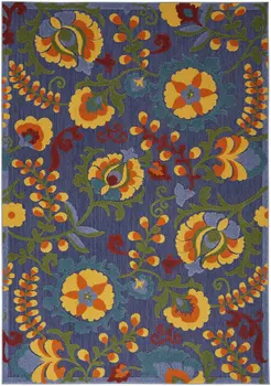 4' X 6' Blue Yellow And Green Indoor Outdoor Area Rug