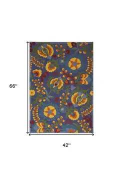 4' X 6' Blue Yellow And Green Indoor Outdoor Area Rug